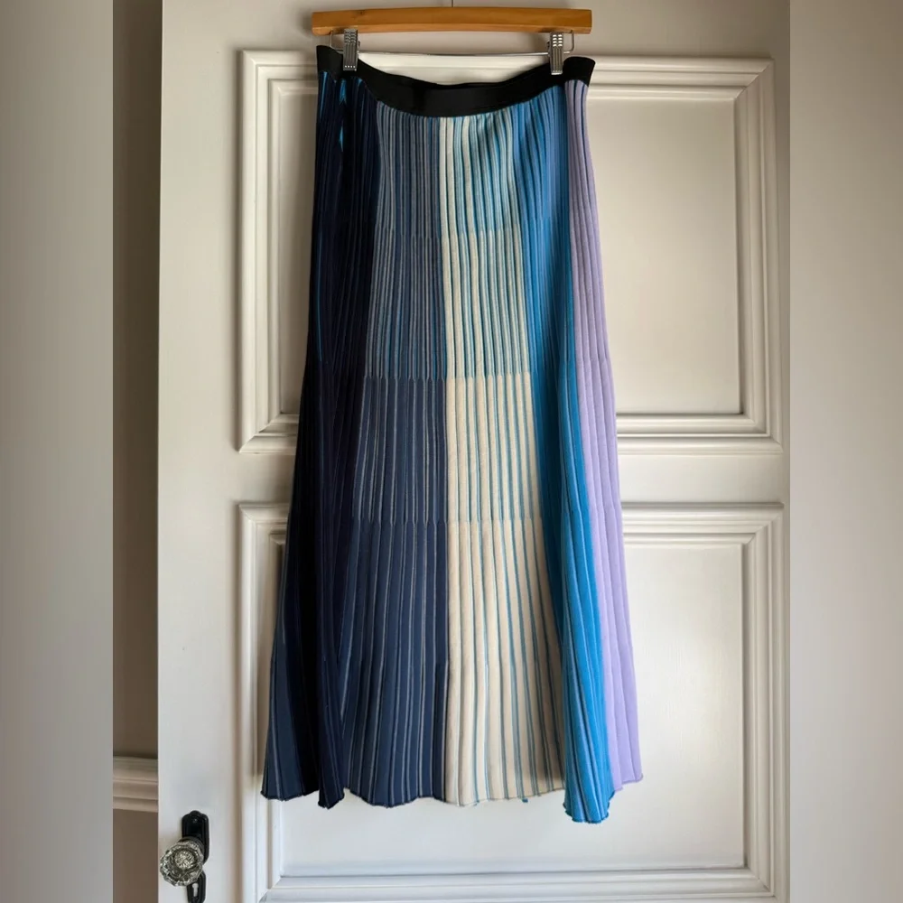 COS Blue, Purple, and Tan Pleated Maxi Skirt - Picture 1 of 9